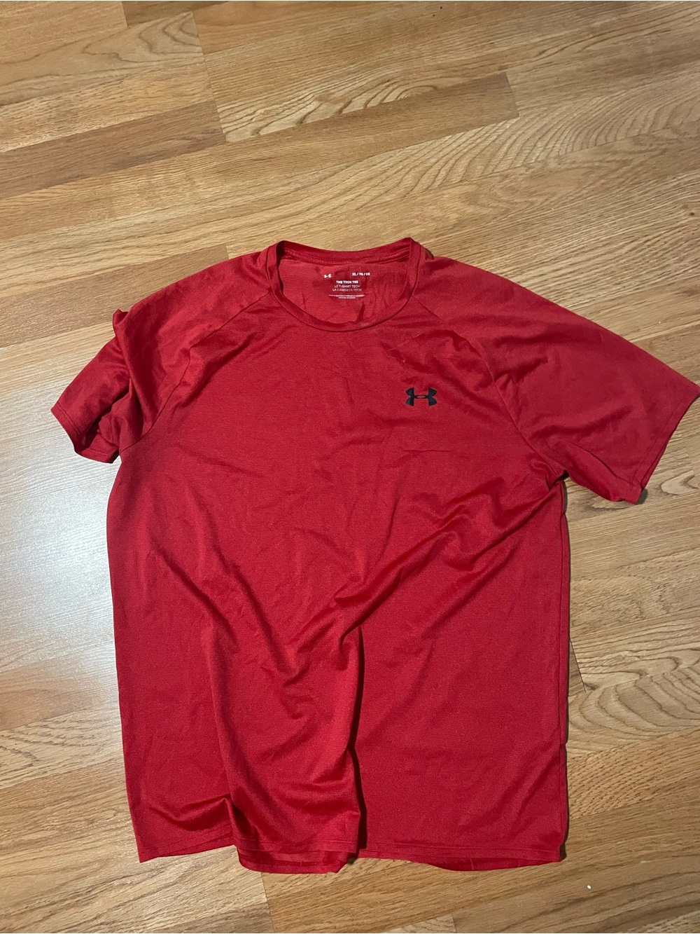 Under Armour Red Short Sleeve Athletic Tee with Black Logo